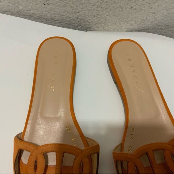 Unutzer Womens  orange suede open toe flat Sandals Size 39 - Picture 3 of 6